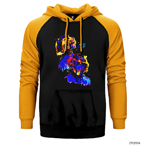 Daft Punk Splash Çift Renk Reglan Kol Sweatshirt / Hoodie