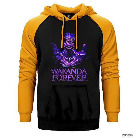 Black Panther Wakanda Forever Çift Renk Reglan Kol Sweatshirt / Hoodie