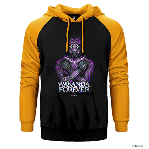 Black Panther Wakanda Forever Power Çift Renk Reglan Kol Sweatshirt / Hoodie