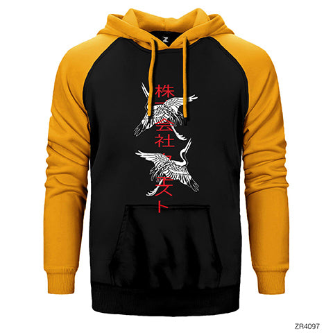 Japon Simgesel Çift Renk Reglan Kol Sweatshirt / Hoodie