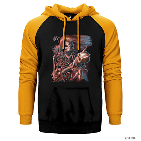 Skull Rock Çift Renk Reglan Kol Sweatshirt / Hoodie