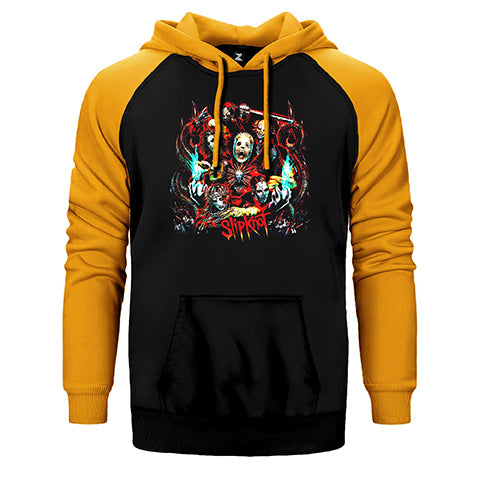 Slipknot Group Red Çift Renk Reglan Kol Sweatshirt / Hoodie