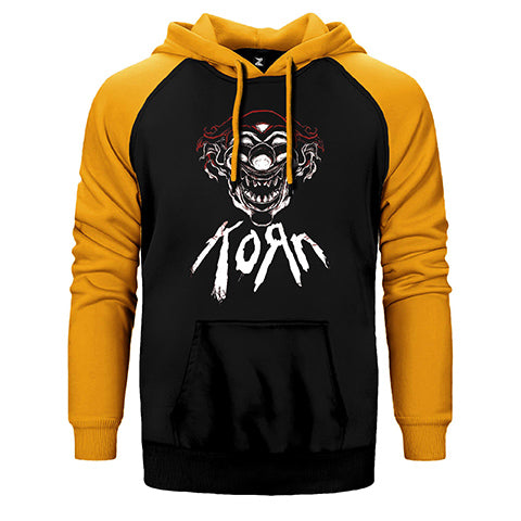 Korn Maske Çift Renk Reglan Kol Sweatshirt / Hoodie