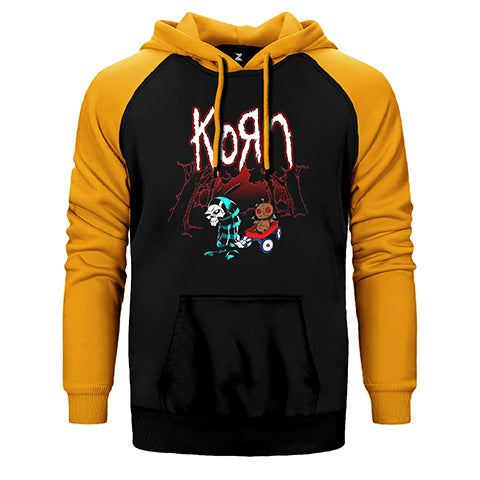 Korn Red Skull Çift Renk Reglan Kol Sweatshirt / Hoodie