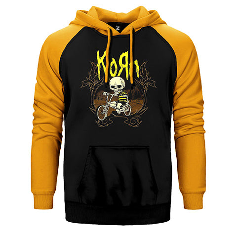 Korn Skull Çift Renk Reglan Kol Sweatshirt / Hoodie