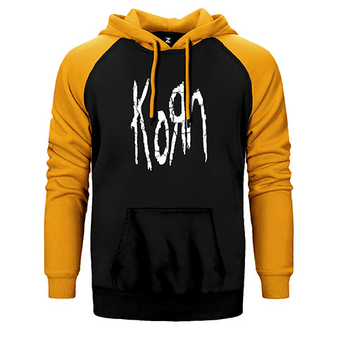 Korn Logo Çift Renk Reglan Kol Sweatshirt / Hoodie