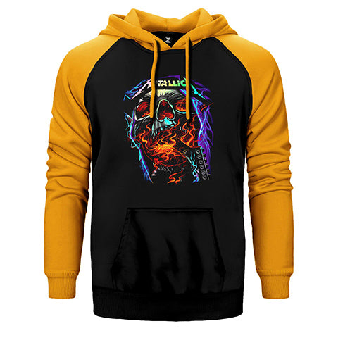 Metallica Skull Guitar Çift Renk Reglan Kol Sweatshirt / Hoodie
