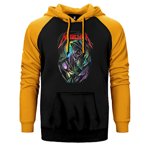 Metallica Rainbow Skull Time Çift Renk Reglan Kol Sweatshirt / Hoodie