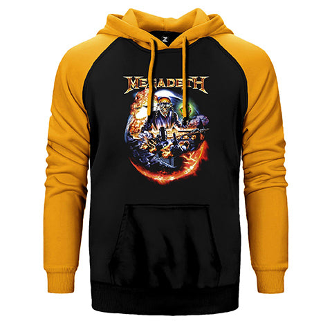 Megadeth Judge Skull Çift Renk Reglan Kol Sweatshirt / Hoodie
