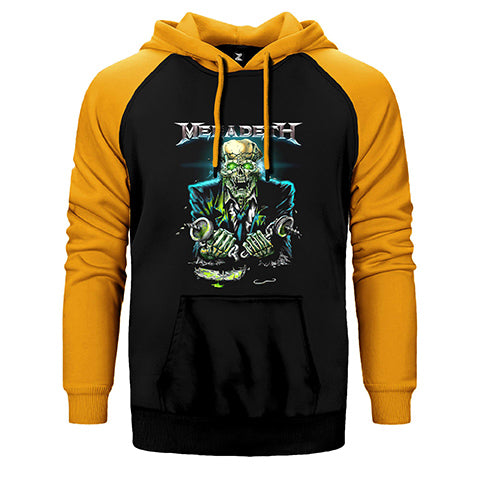 Megadeth Skull Riot Çift Renk Reglan Kol Sweatshirt / Hoodie