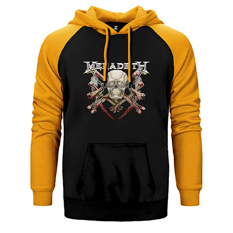 Megadeth Skull Çift Renk Reglan Kol Sweatshirt / Hoodie