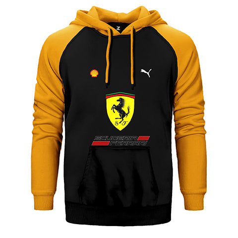 F1 Ferrari Çift Renk Reglan Kol Sweatshirt / Hoodie