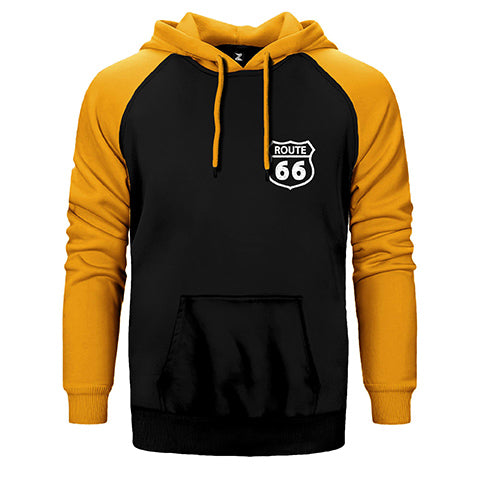 Route66 Logo Çift Renk Reglan Kol Sweatshirt / Hoodie