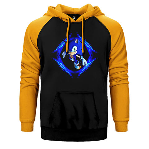 Sonic Blue Çift Renk Reglan Kol Sweatshirt / Hoodie