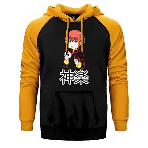 Gintama Kagura Çift Renk Reglan Kol Sweatshirt / Hoodie