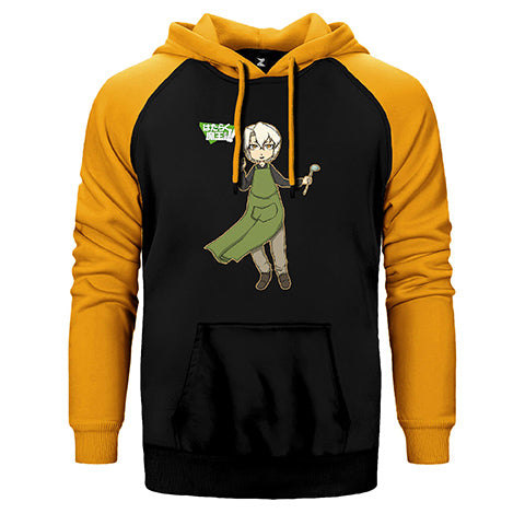 Hataraku Maou Sama Shirou Ashiya Çift Renk Reglan Kol Sweatshirt / Hoodie