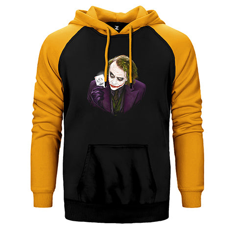 Joker Poker Card Çift Renk Reglan Kol Sweatshirt / Hoodie