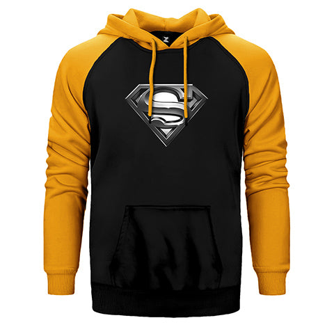 Superman Logo Çift Renk Reglan Kol Sweatshirt / Hoodie
