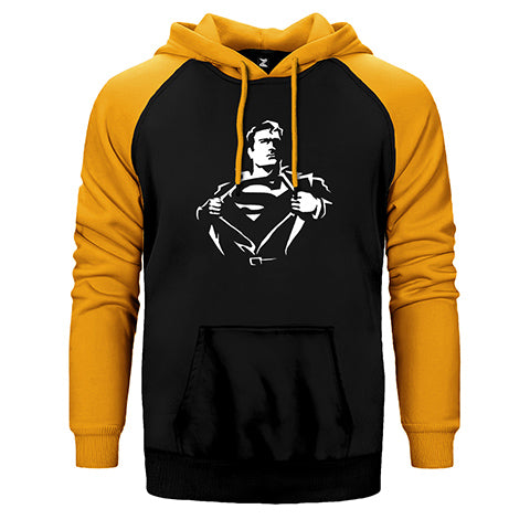 Superman Man Çift Renk Reglan Kol Sweatshirt / Hoodie