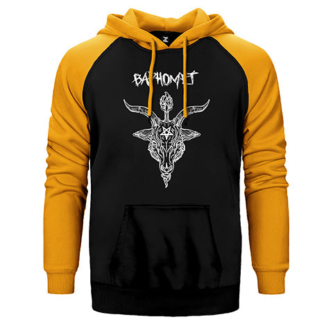 Baphomet Goat Head Çift Renk Reglan Kol Sweatshirt / Hoodie