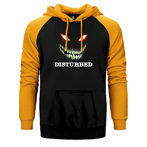 Disturbed Teeth and Eyes Çift Renk Reglan Kol Sweatshirt / Hoodie
