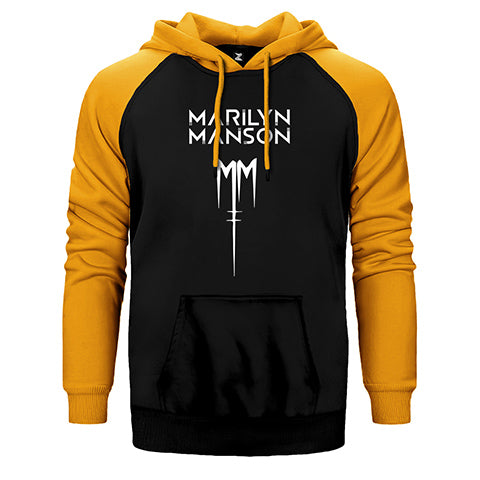 Marilyn Manson Logo Çift Renk Reglan Kol Sweatshirt / Hoodie