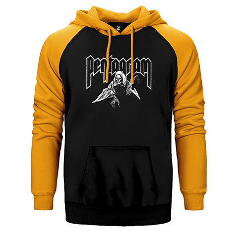 Pentagram Lucifer Çift Renk Reglan Kol Sweatshirt / Hoodie