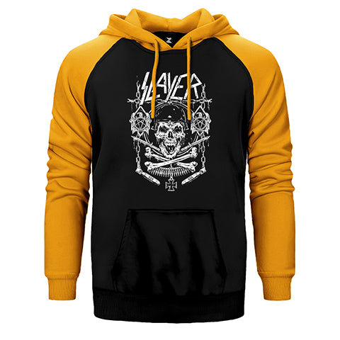 Slayer Gun and Chain Çift Renk Reglan Kol Sweatshirt / Hoodie