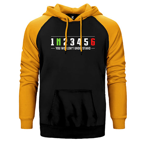 Motocycle Gears Çift Renk Reglan Kol Sweatshirt / Hoodie