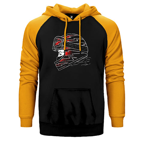 Motocycle Thunder Girl Çift Renk Reglan Kol Sweatshirt / Hoodie