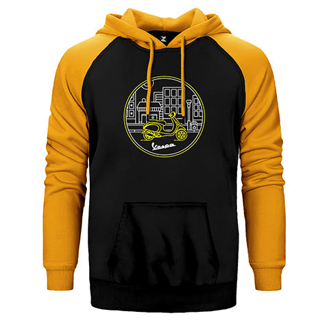 Vespa Tour at City Çift Renk Reglan Kol Sweatshirt / Hoodie
