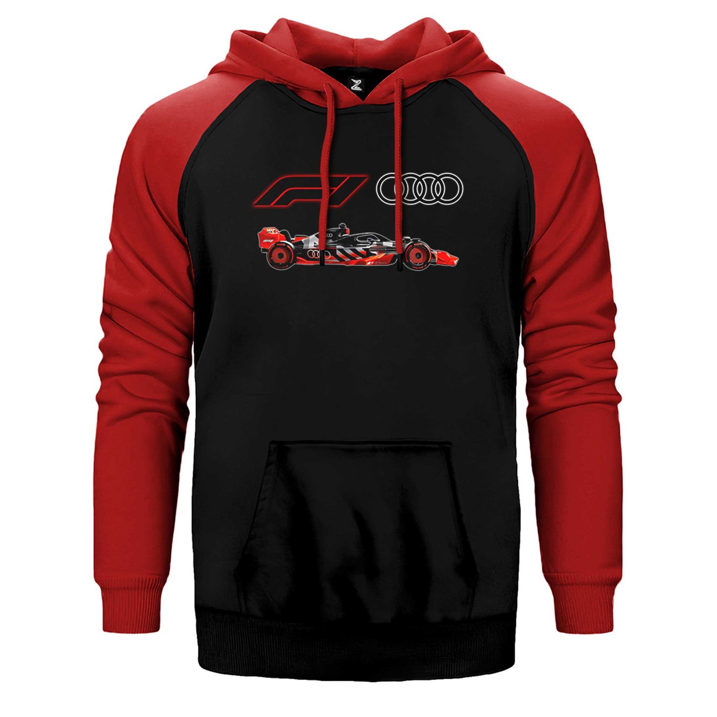 F1 Audi Logo Car Çift Renk Reglan Kol Sweatshirt / Hoodie