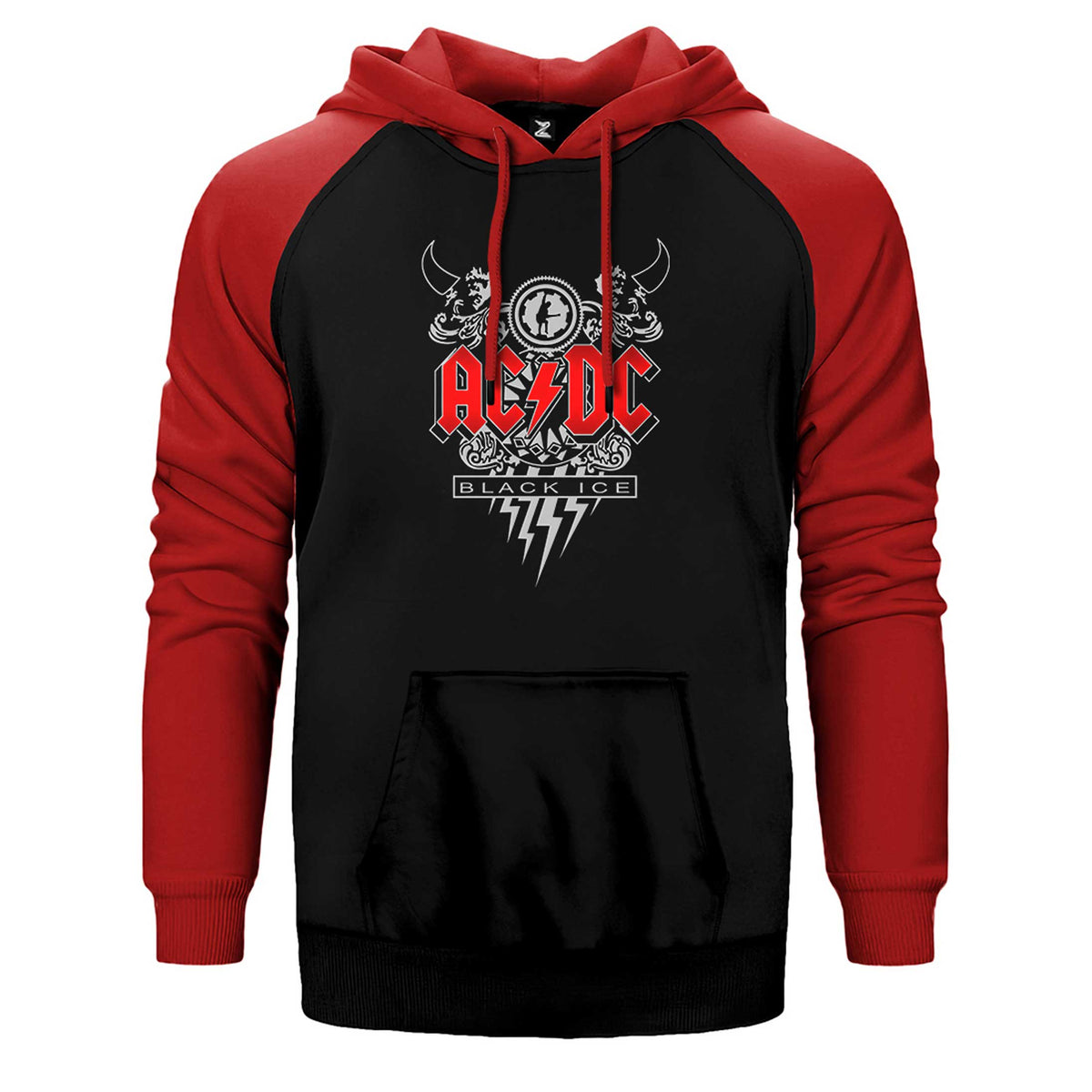 AC DC Black Ice Design Çift Renk Reglan Kol Sweatshirt / Hoodie