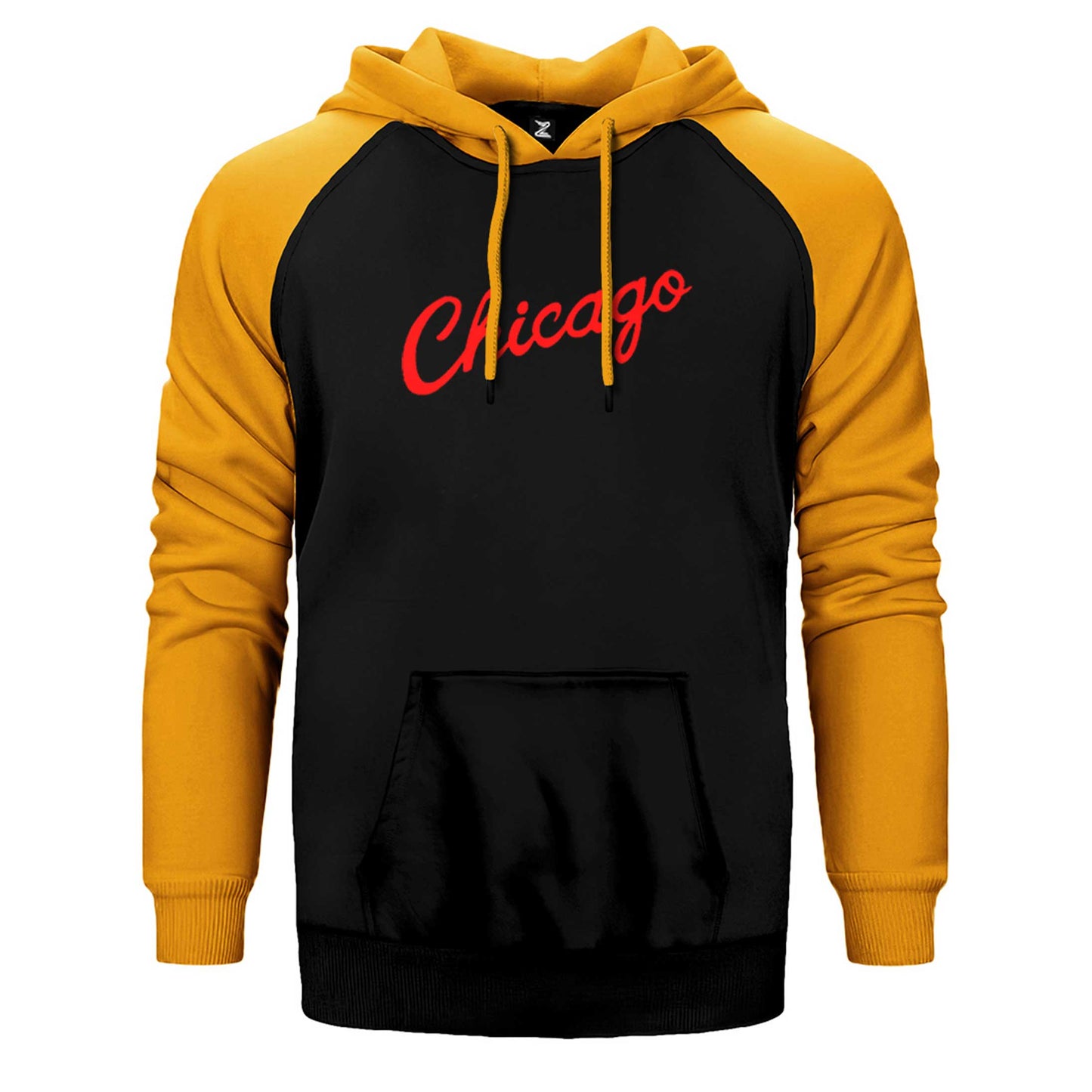Chicago Yazı Çift Renk Reglan Kol Sweatshirt / Hoodie