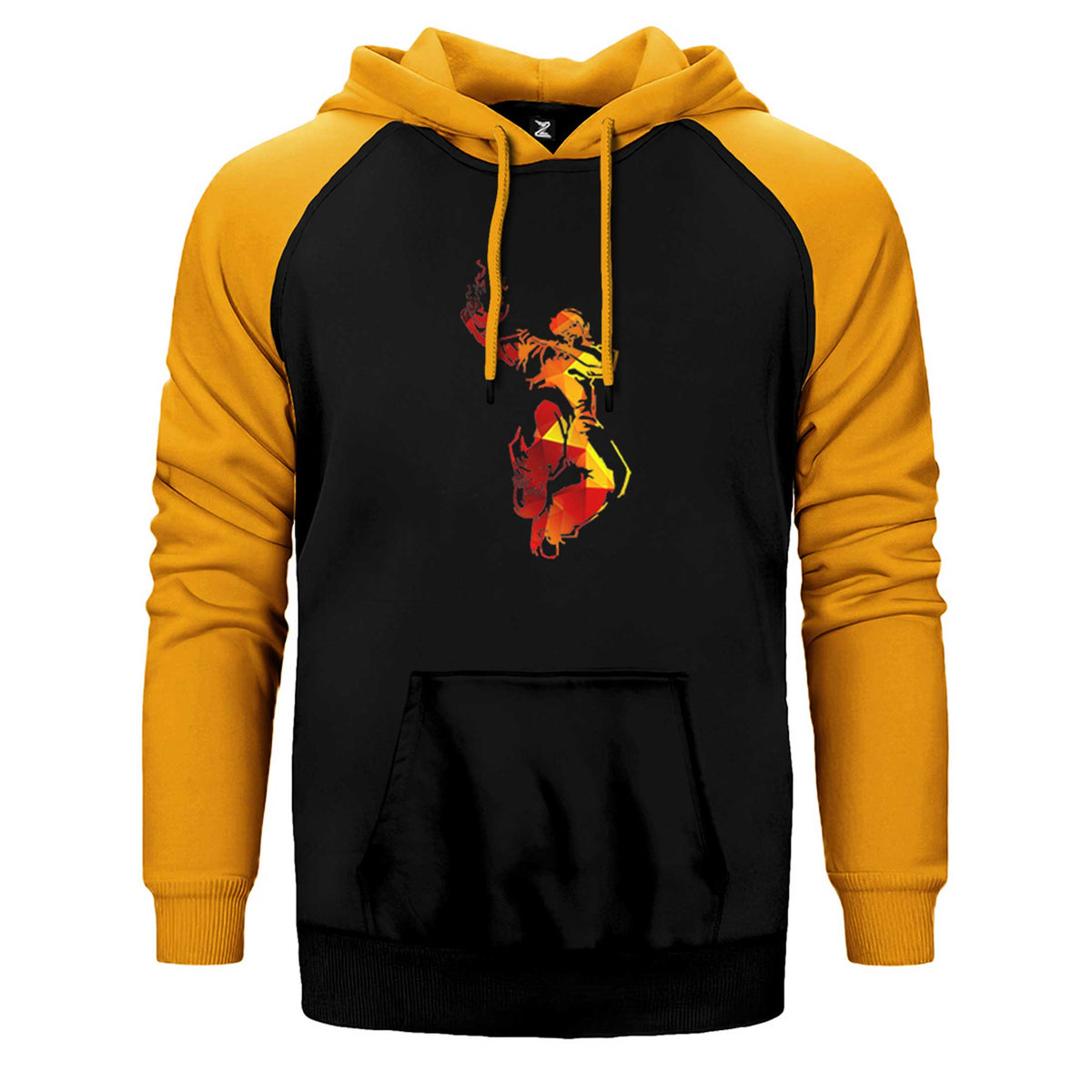 Red Basketball Silhouette Çift Renk Reglan Kol Sweatshirt / Hoodie