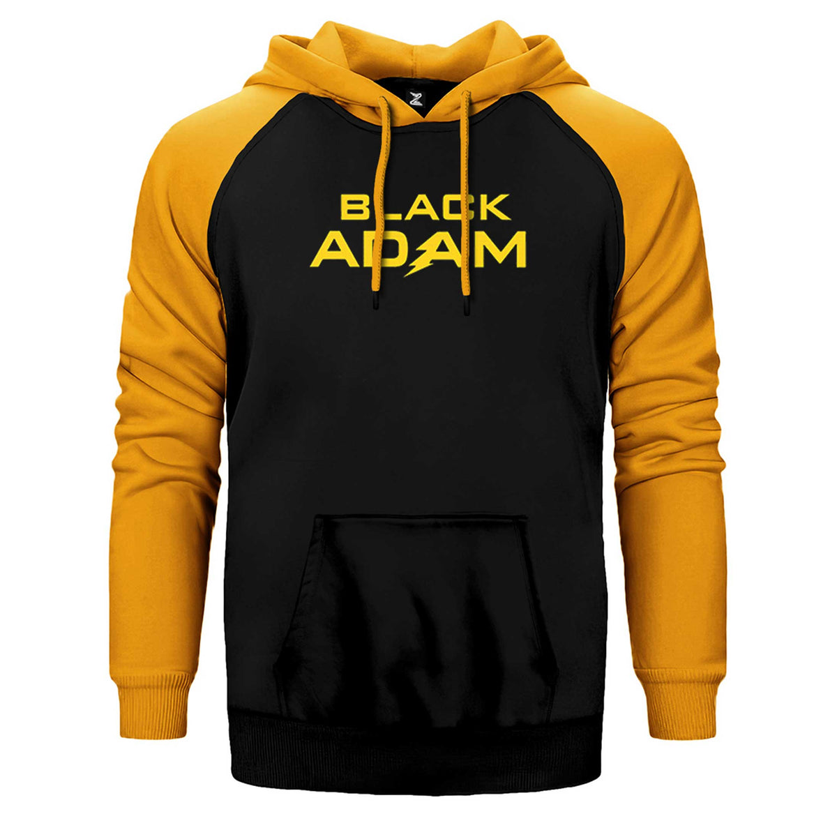 Black Adam Yellow Text Çift Renk Reglan Kol Sweatshirt / Hoodie