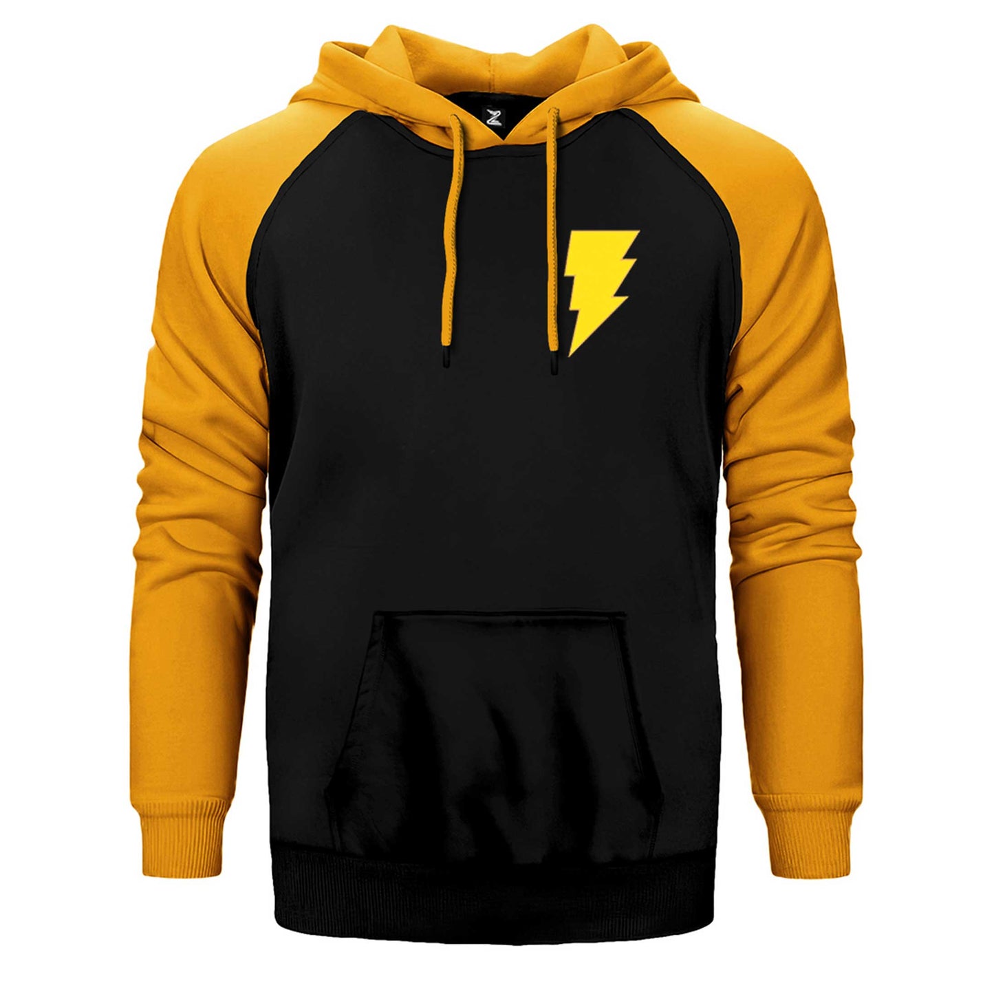 Black Adam Yellow Logo Çift Renk Reglan Kol Sweatshirt / Hoodie