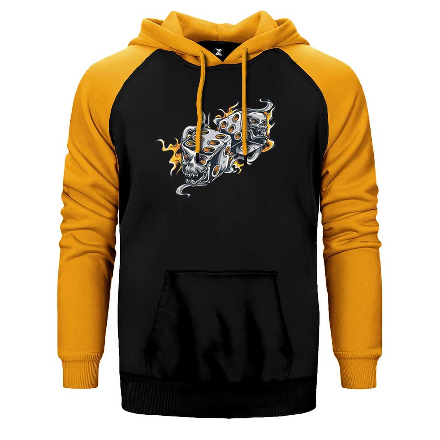 Two Gray Dices Cartoon Çift Renk Reglan Kol Sweatshirt / Hoodie