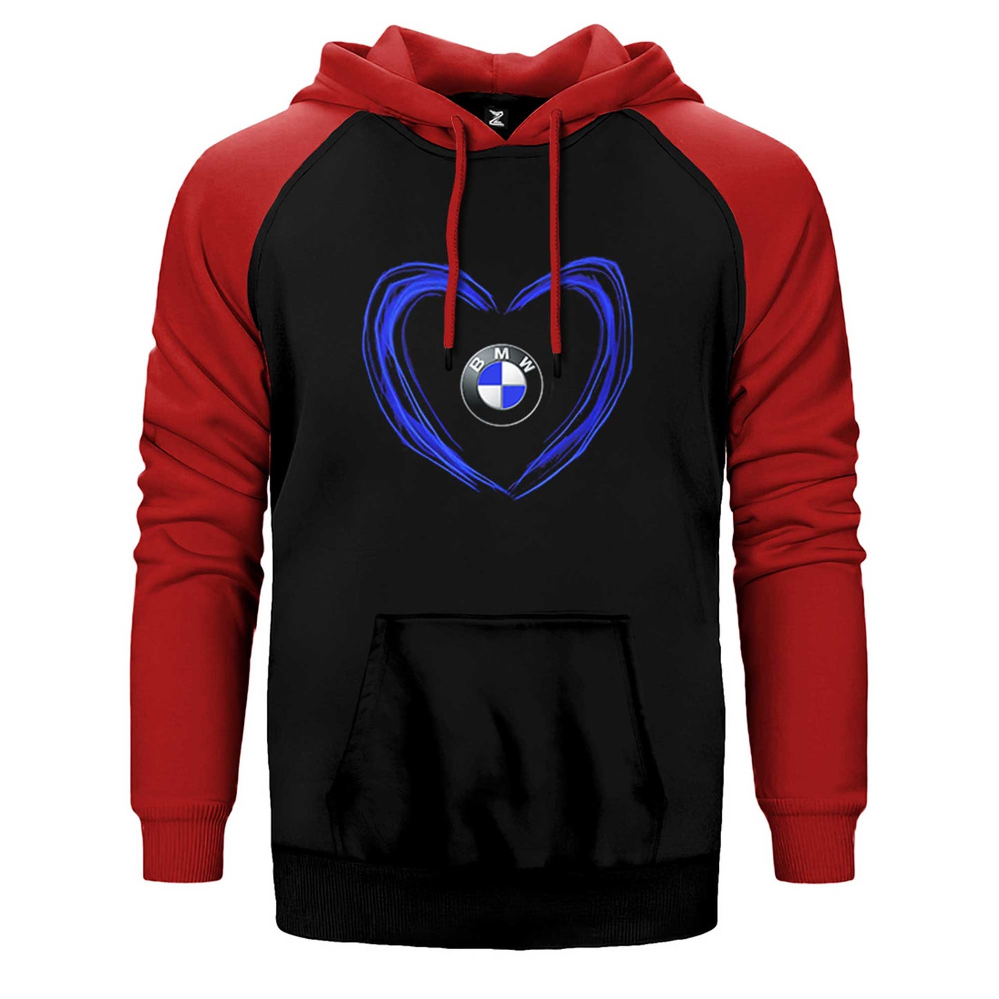 BMW Heart Logo Çift Renk Reglan Kol Sweatshirt / Hoodie