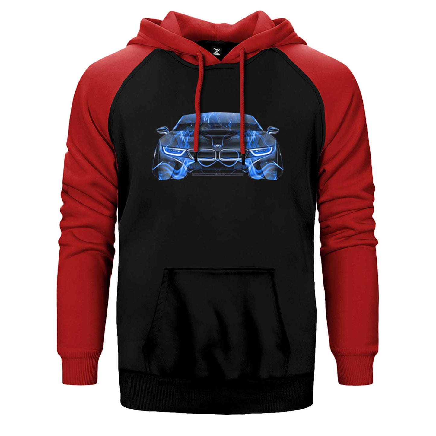 BMW i8 Front Fire Abstract Car Çift Renk Reglan Kol Sweatshirt / Hoodie