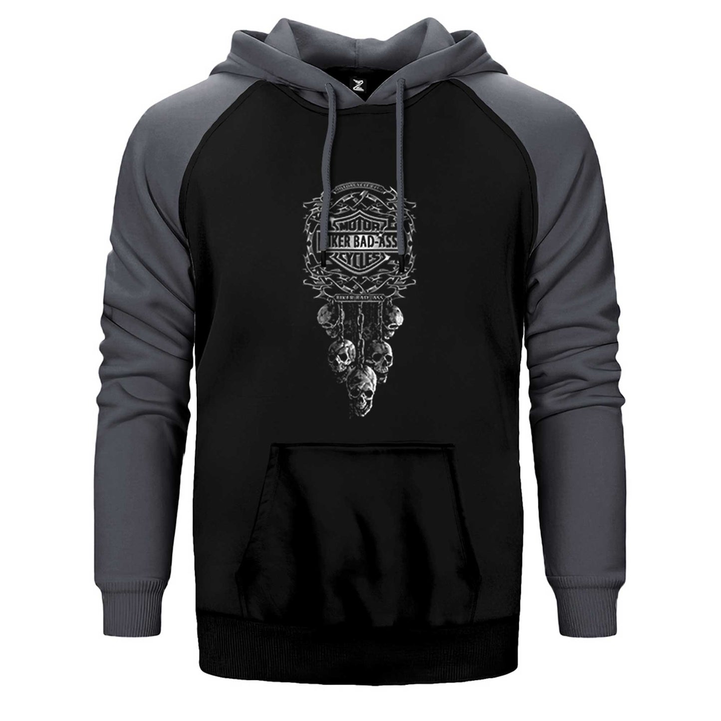 Motorcycle Club Skull Çift Renk Reglan Kol Sweatshirt / Hoodie