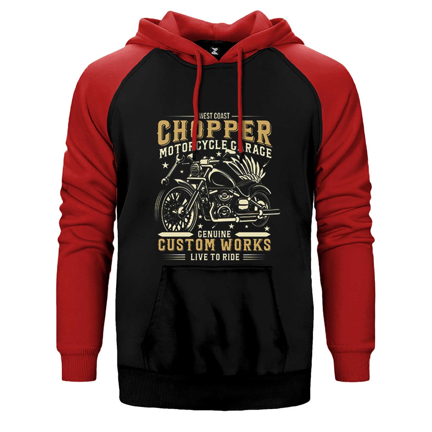West Coast Chopper Motorcycle Çift Renk Reglan Kol Sweatshirt / Hoodie