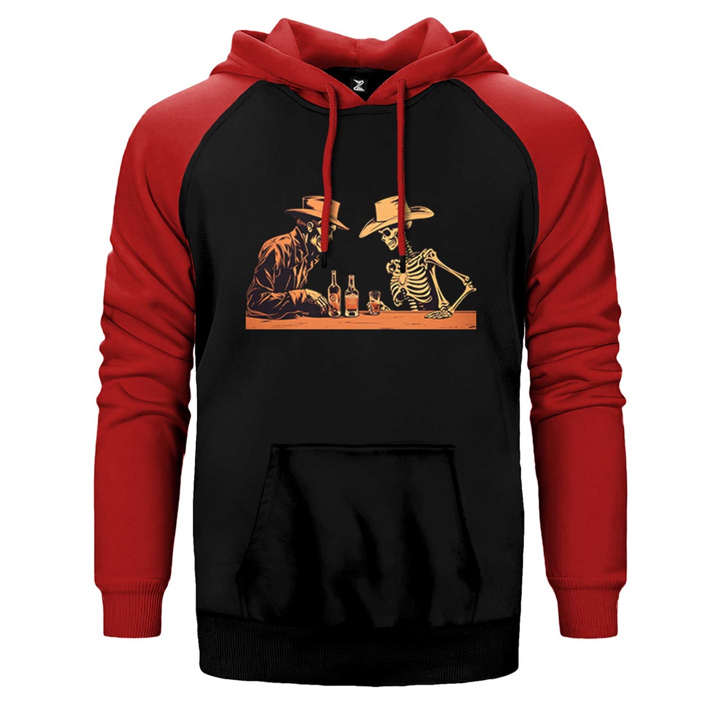 Skelton Cowboy Bar Çift Renk Reglan Kol Sweatshirt / Hoodie