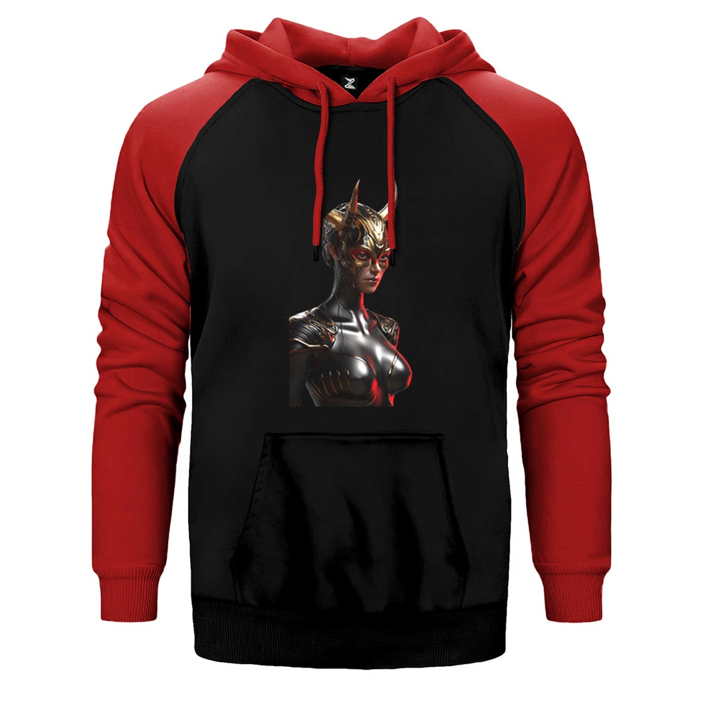 Gold Horns Woman Çift Renk Reglan Kol Sweatshirt / Hoodie