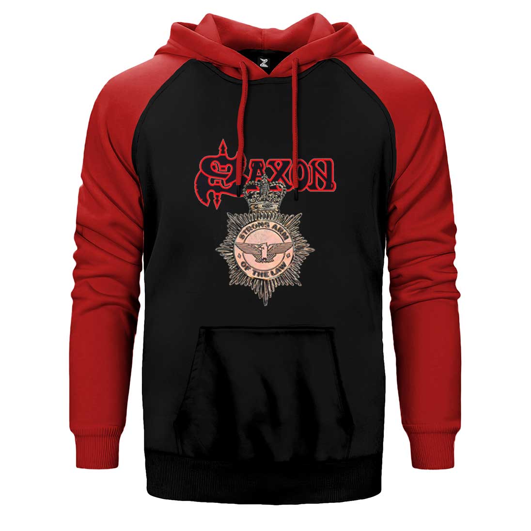 Saxon Strong Arm of the Law Çift Renk Reglan Kol Sweatshirt / Hoodie