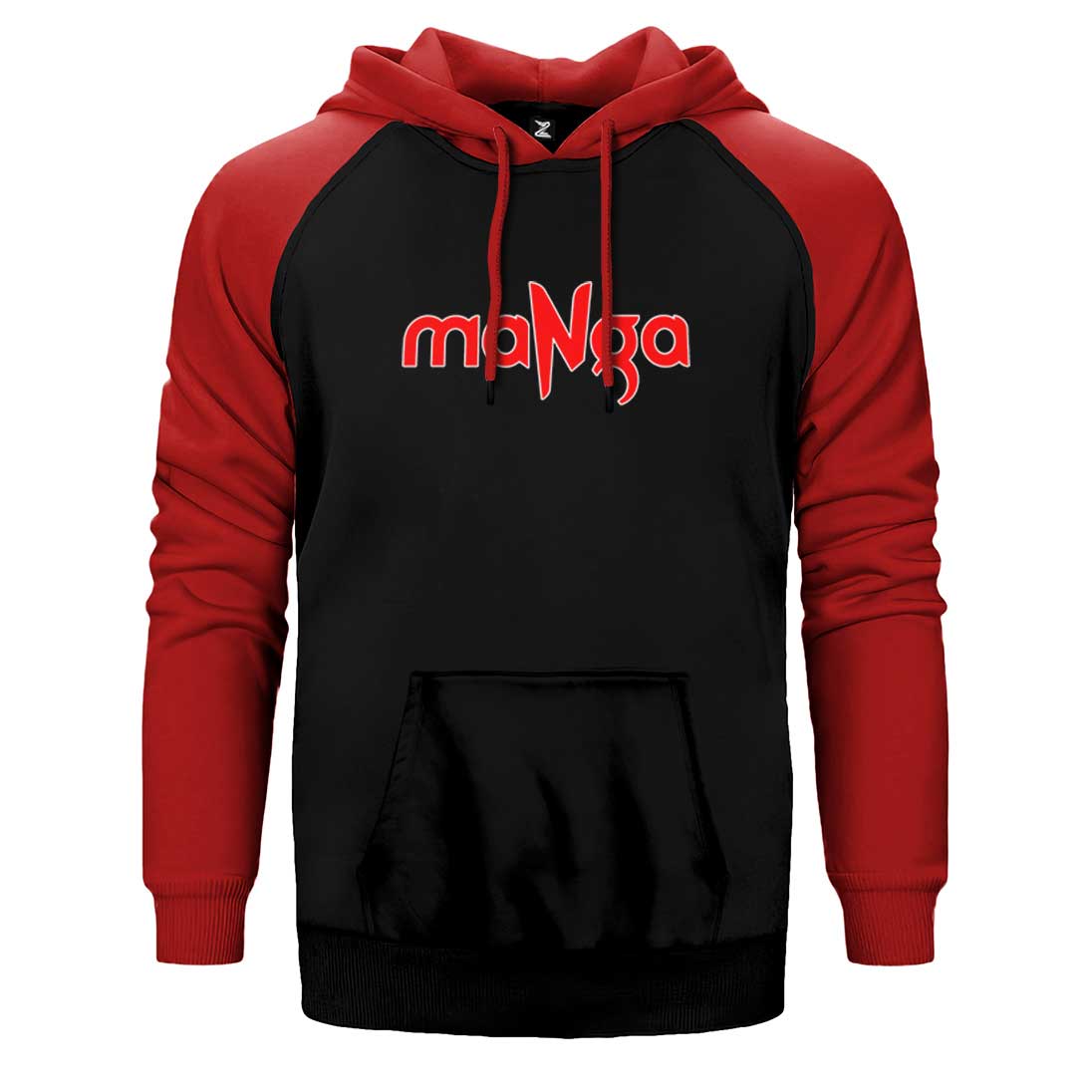 MaNga Red Text Çift Renk Reglan Kol Sweatshirt / Hoodie