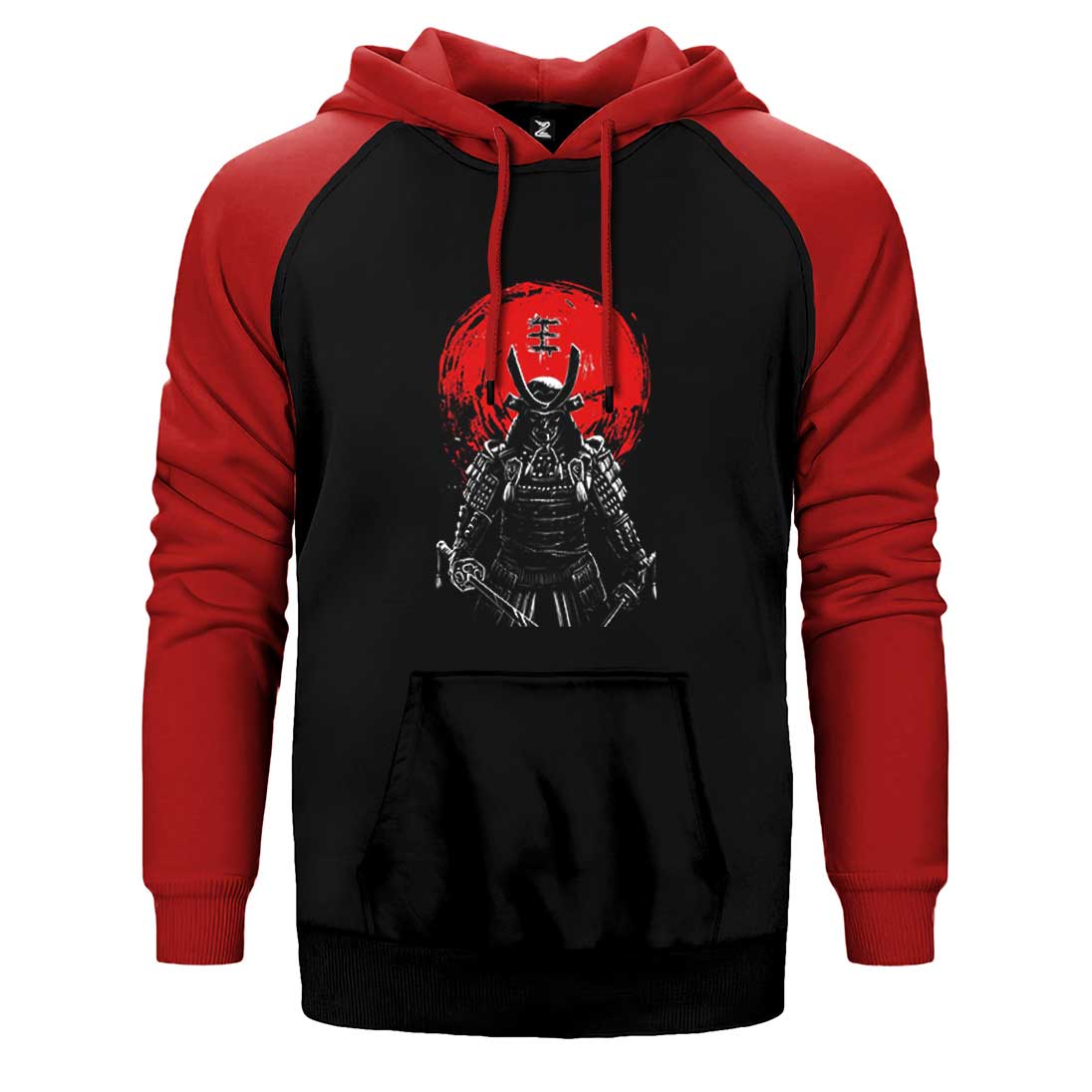 Samurai Red Warrior Çift Renk Reglan Kol Sweatshirt / Hoodie