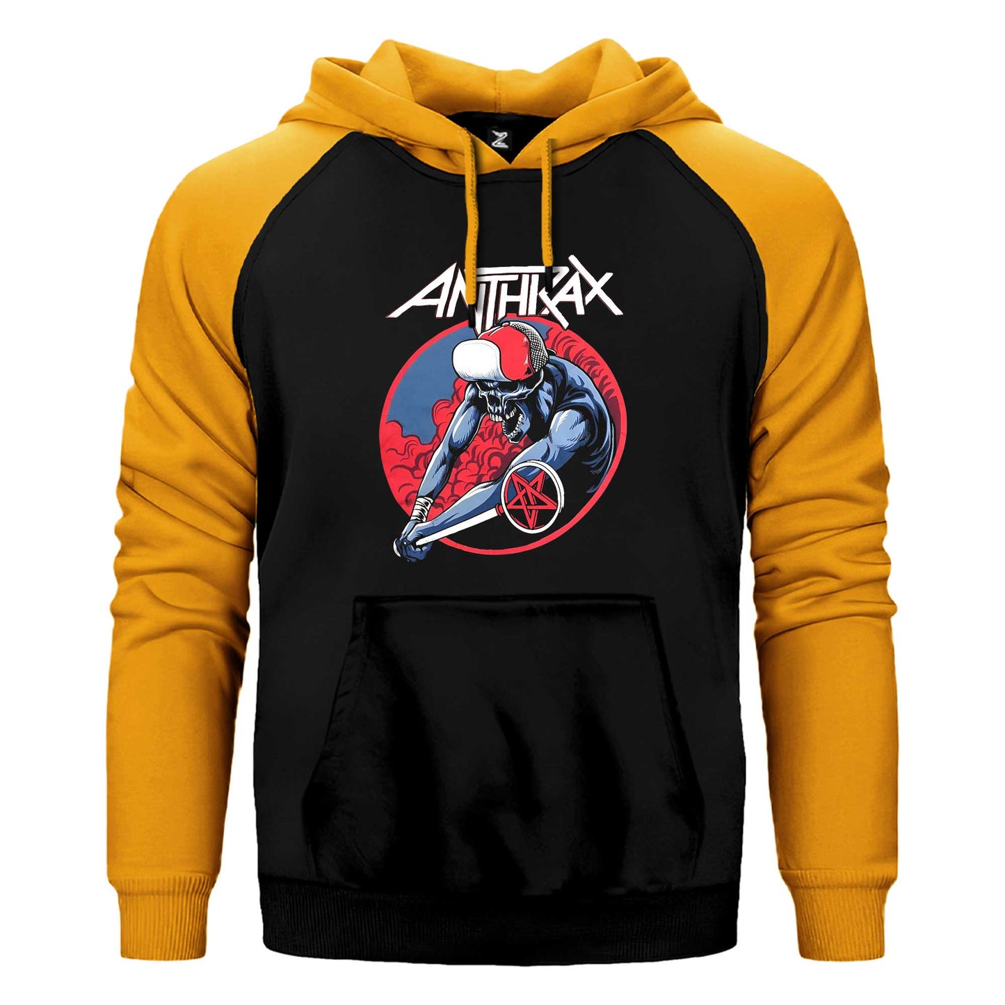 Anthrax Pentegram Çift Renk Reglan Kol Sweatshirt / Hoodie