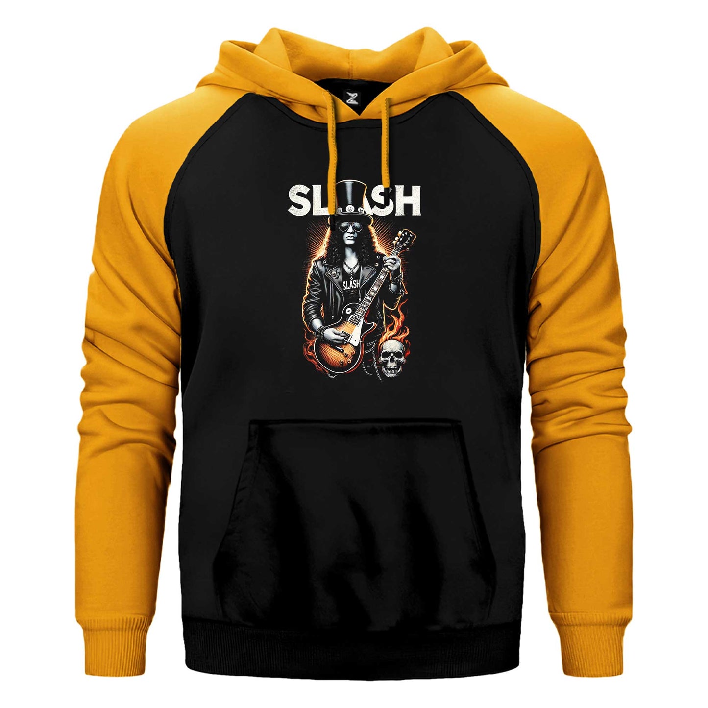 Slash Guitarist Skull Logo Çift Renk Reglan Kol Sweatshirt / Hoodie