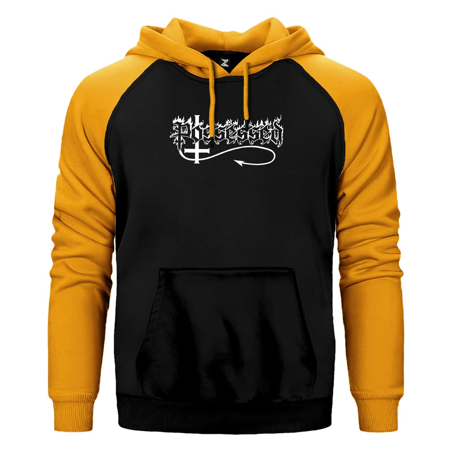 Possessed Text Logo Çift Renk Reglan Kol Sweatshirt / Hoodie